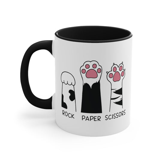 Rock Paper Scissors Cat COFFEE MUG 11oz / 15oz