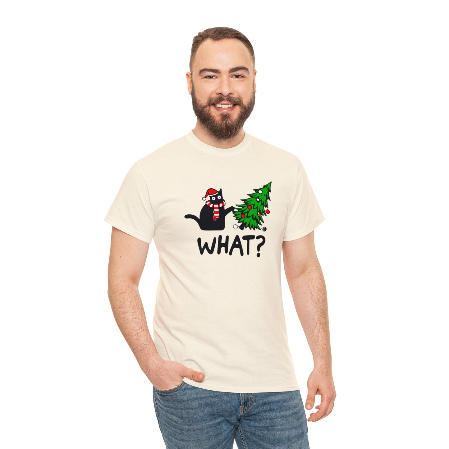 Christmas What? Cat T-SHIRT Unisex Heavy Cotton Tee