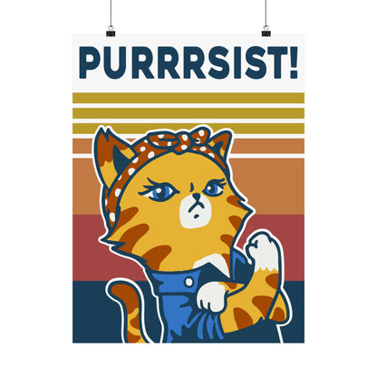 Purrrsist ~ Rosie the Riveter Cat POSTER Premium Matte Wall Hanging