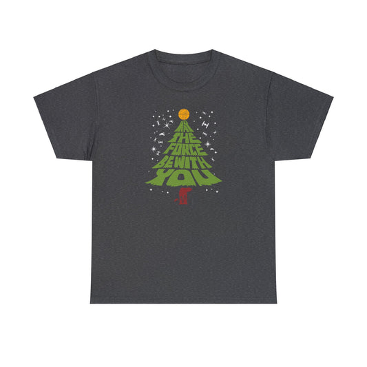 May The Force Be With You Christmas Tree T-SHIRT Unisex Heavy Cotton Tee