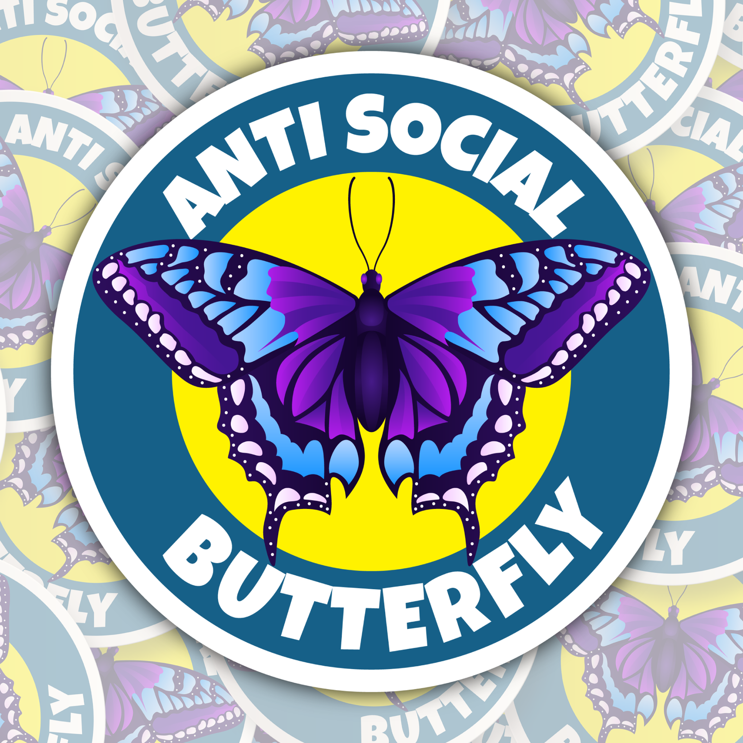 Anti Social Butterfly STICKER OR MAGNET