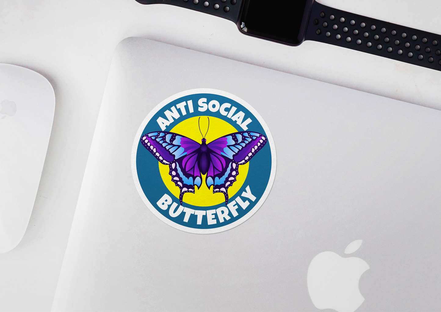 Anti Social Butterfly STICKER OR MAGNET