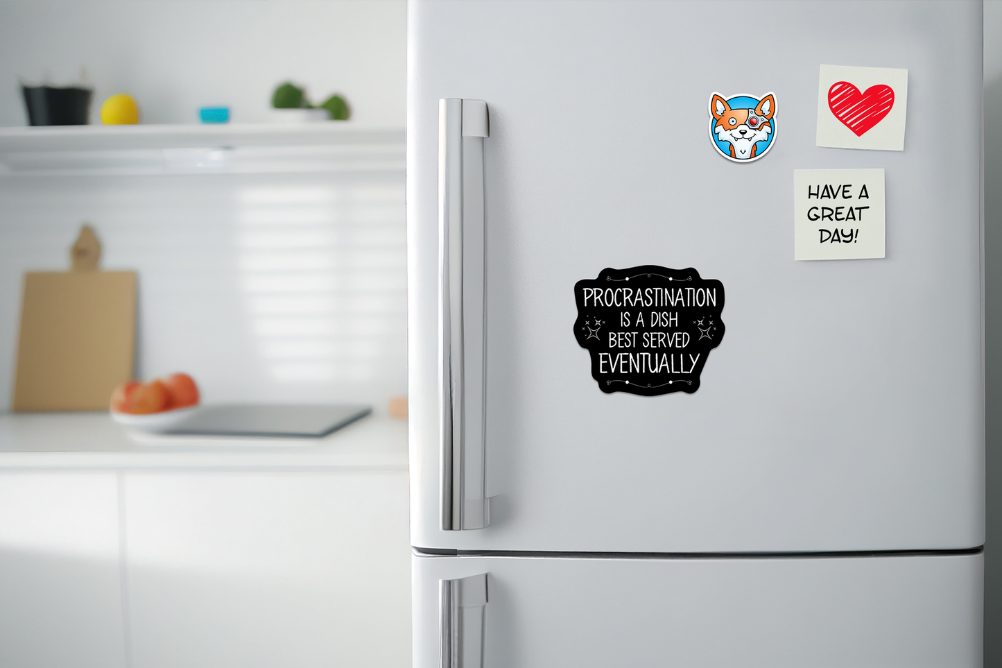 Procrastination Is A Dish Best Served Eventually STICKER OR MAGNET