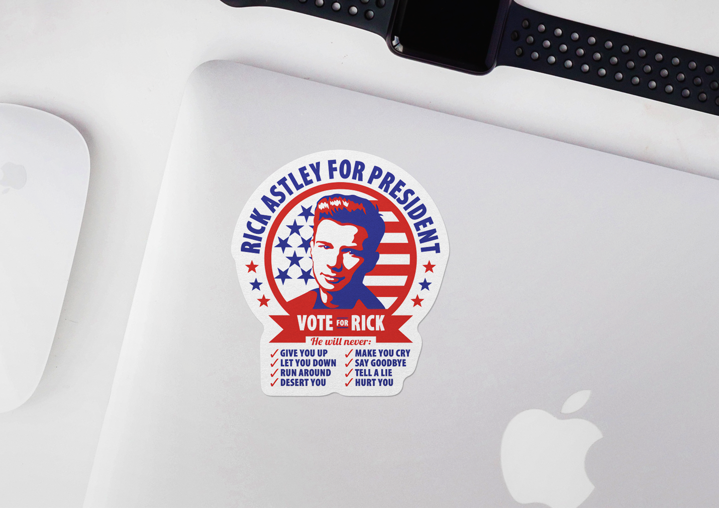 Rick Astley For President STICKER OR MAGNET