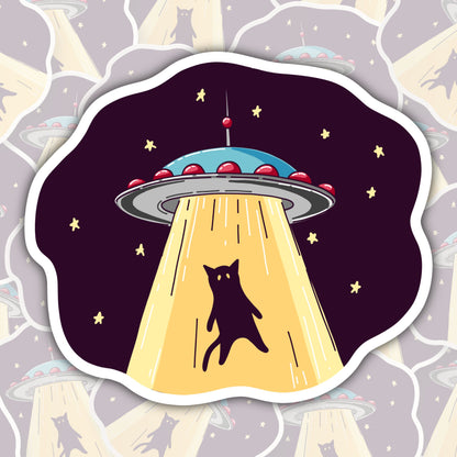 Alien Abduction Cat * STICKER OR MAGNET * Die-Cut | Vinyl | Decal | Waterproof | Weatherproof