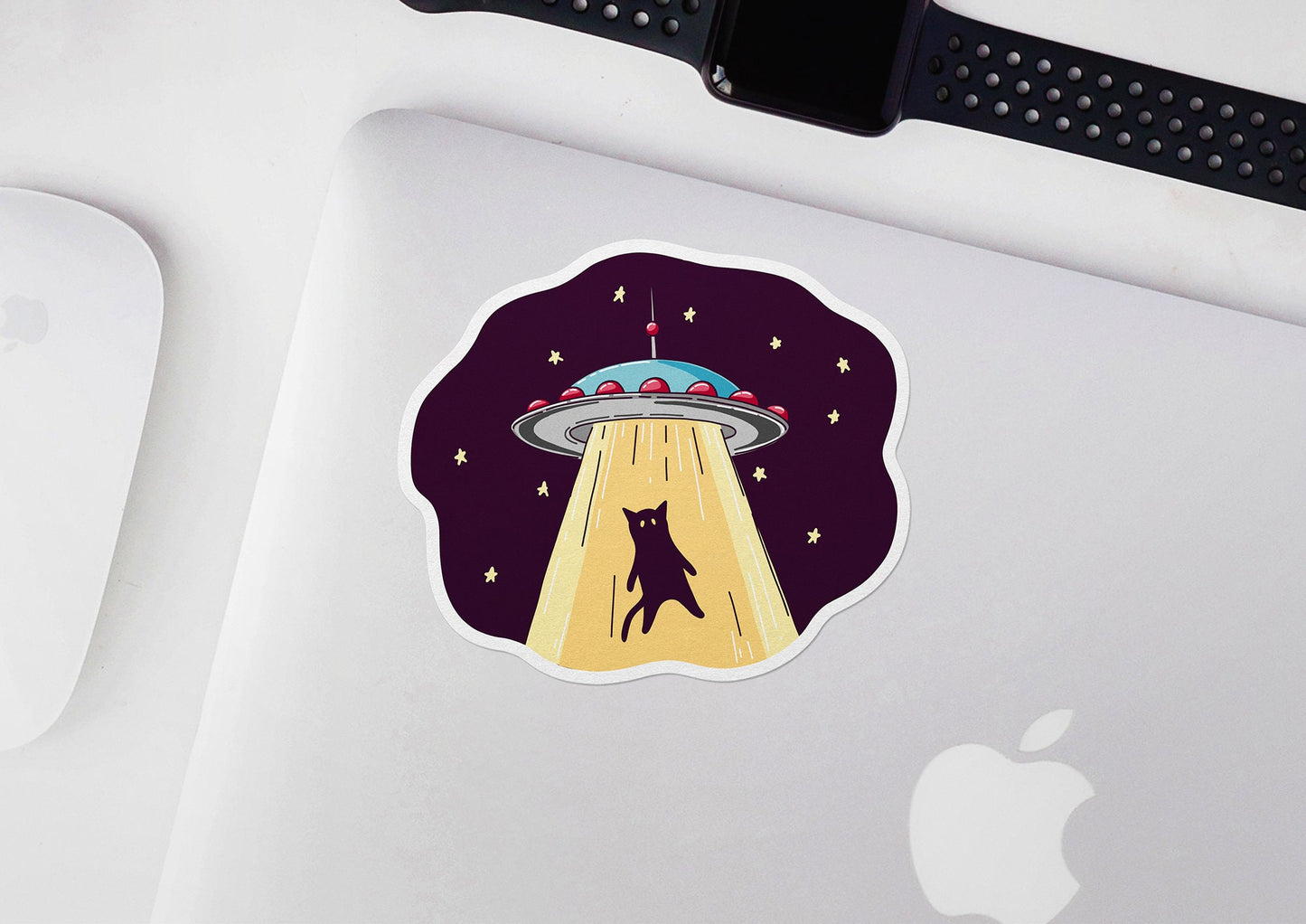 Alien Abduction Cat * STICKER OR MAGNET * Die-Cut | Vinyl | Decal | Waterproof | Weatherproof