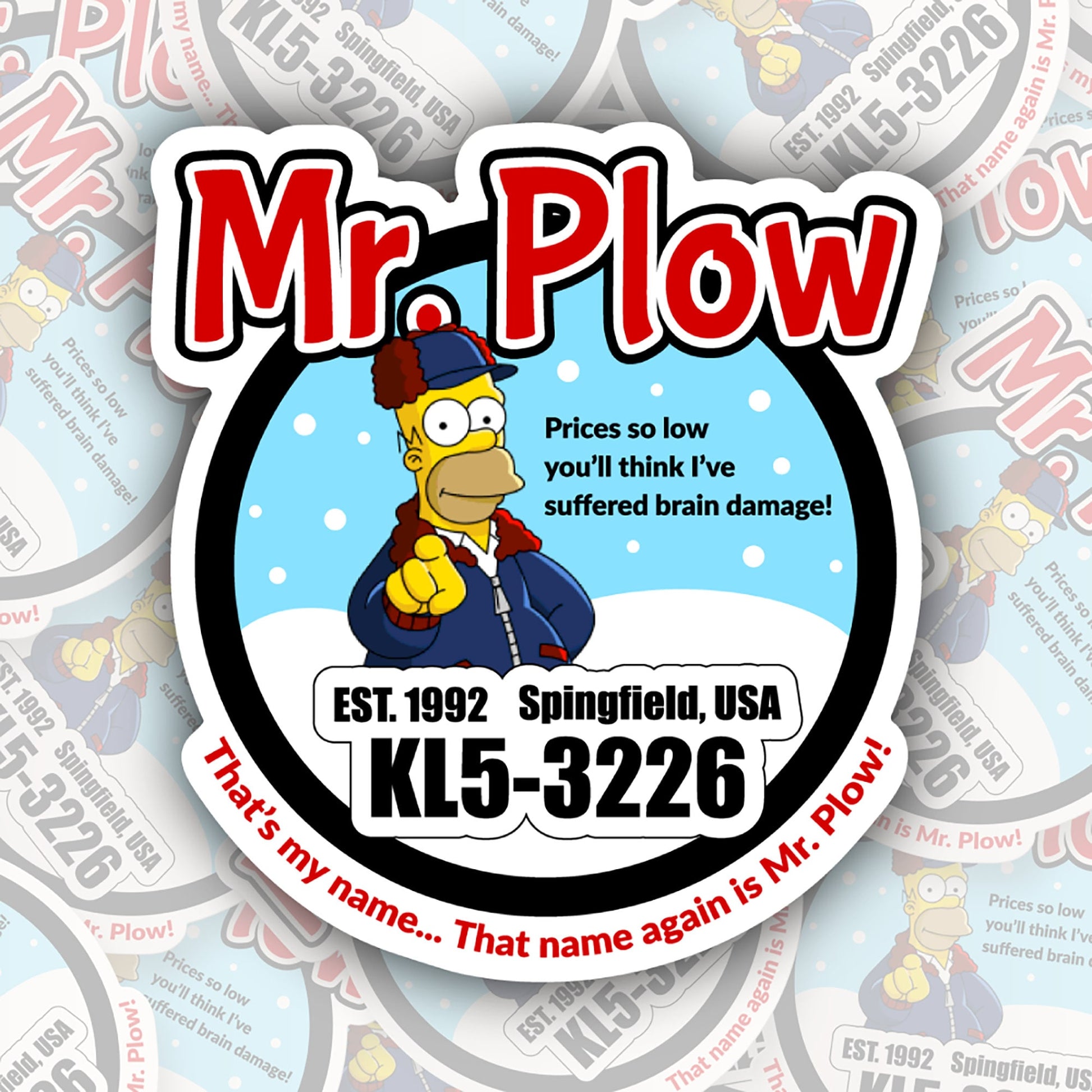 Mr. Plow * STICKER OR MAGNET * Die-Cut | Vinyl | Decal | Waterproof | Weatherproof