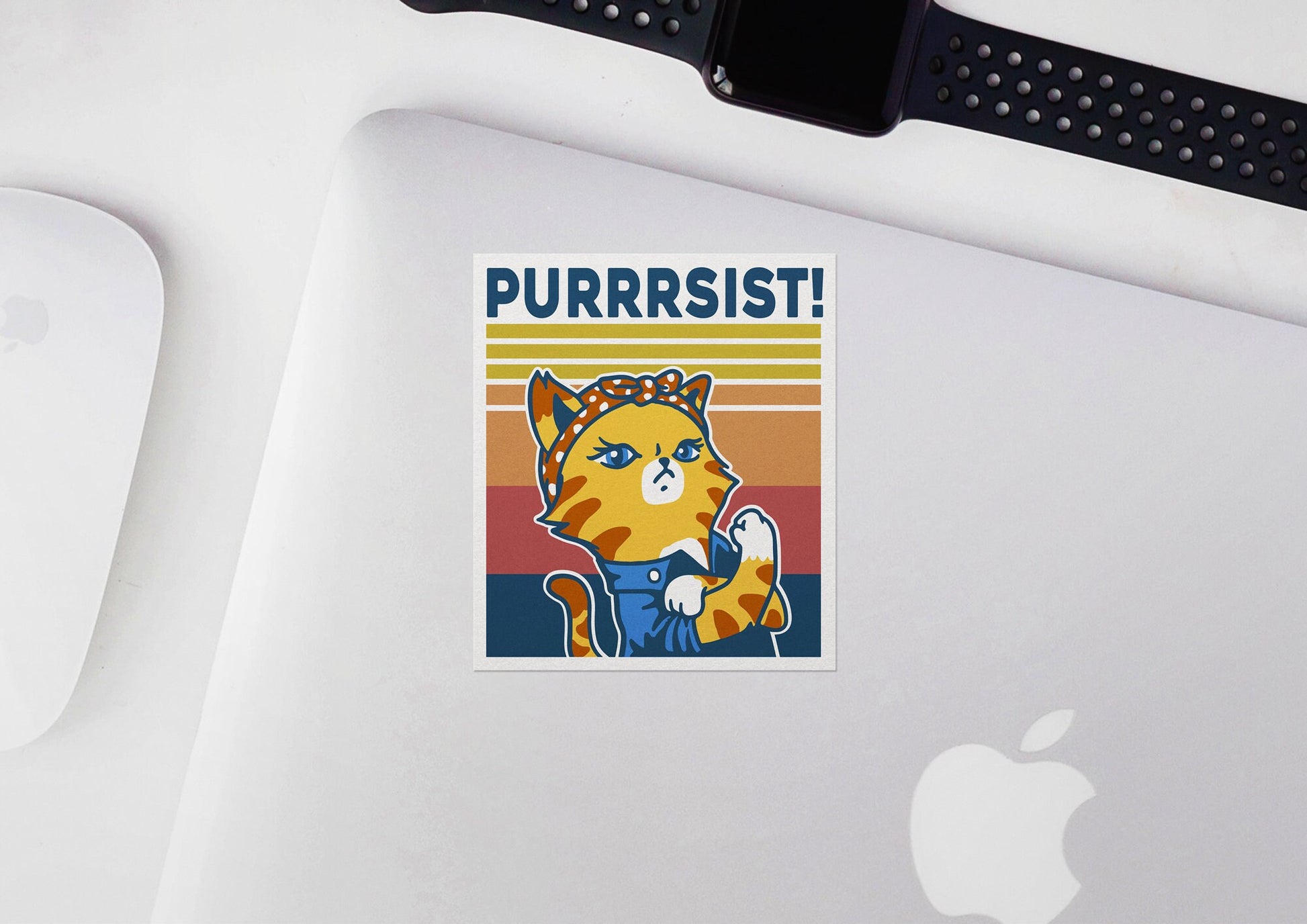 Purrrsist ~ Rosie the Riveter Cat * STICKER OR MAGNET * Die-Cut | Vinyl | Decal | Waterproof | Weatherproof