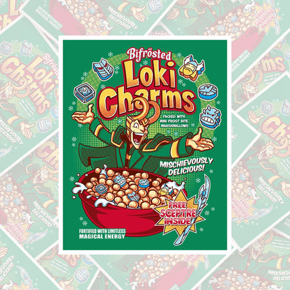 Loki Charms Cereal * STICKER OR MAGNET * Die-Cut | Vinyl | Decal | Waterproof | Weatherproof