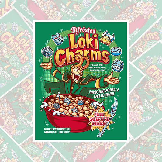 Loki Charms Cereal * STICKER OR MAGNET * Die-Cut | Vinyl | Decal | Waterproof | Weatherproof