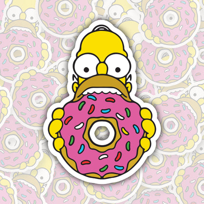 Homer Eating Pink Donut * STICKER OR MAGNET * Die-Cut | Vinyl | Decal | Waterproof | Weatherproof