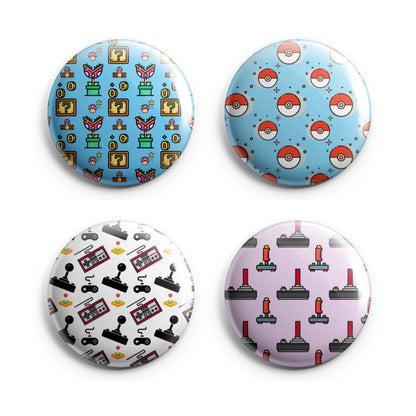 ARCADE VIDEO GAMES - Magnets / Pinback Buttons / Badges - 1 inch or 1.75 inch, Set of 12, Handmade, Mix and Match