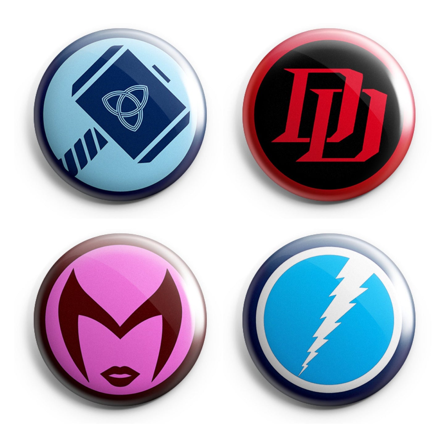 MARVEL SUPERHERO LOGOS - Magnets / Pinback Buttons / Badges - 1 inch or 1.75 inch, Set of 12, Handmade, Mix and Match