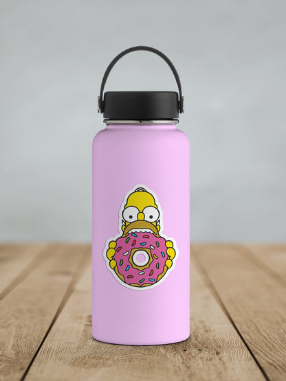 Homer Eating Pink Donut * STICKER OR MAGNET * Die-Cut | Vinyl | Decal | Waterproof | Weatherproof