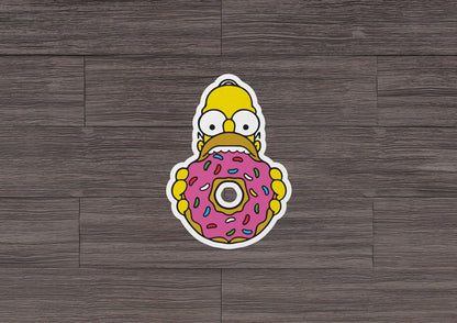 Homer Eating Pink Donut * STICKER OR MAGNET * Die-Cut | Vinyl | Decal | Waterproof | Weatherproof