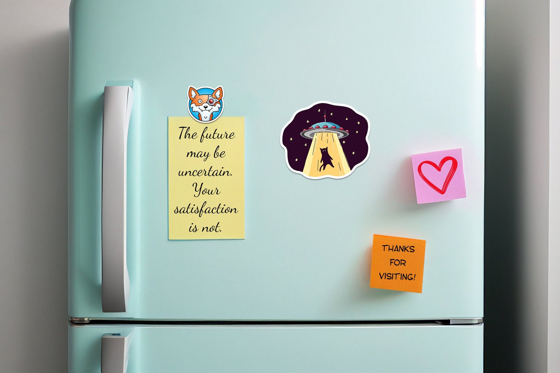 Alien Abduction Cat * STICKER OR MAGNET * Die-Cut | Vinyl | Decal | Waterproof | Weatherproof