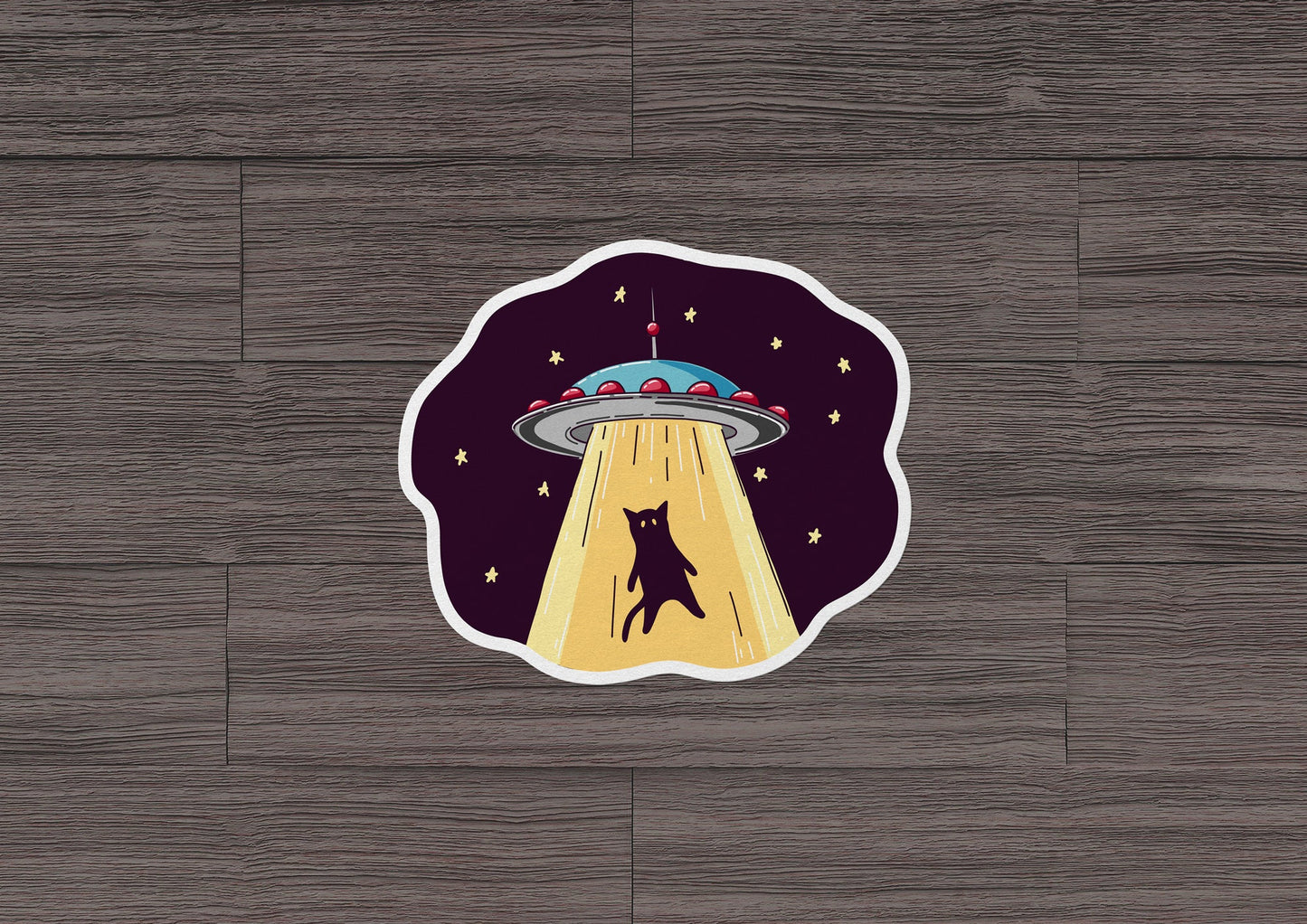 Alien Abduction Cat * STICKER OR MAGNET * Die-Cut | Vinyl | Decal | Waterproof | Weatherproof