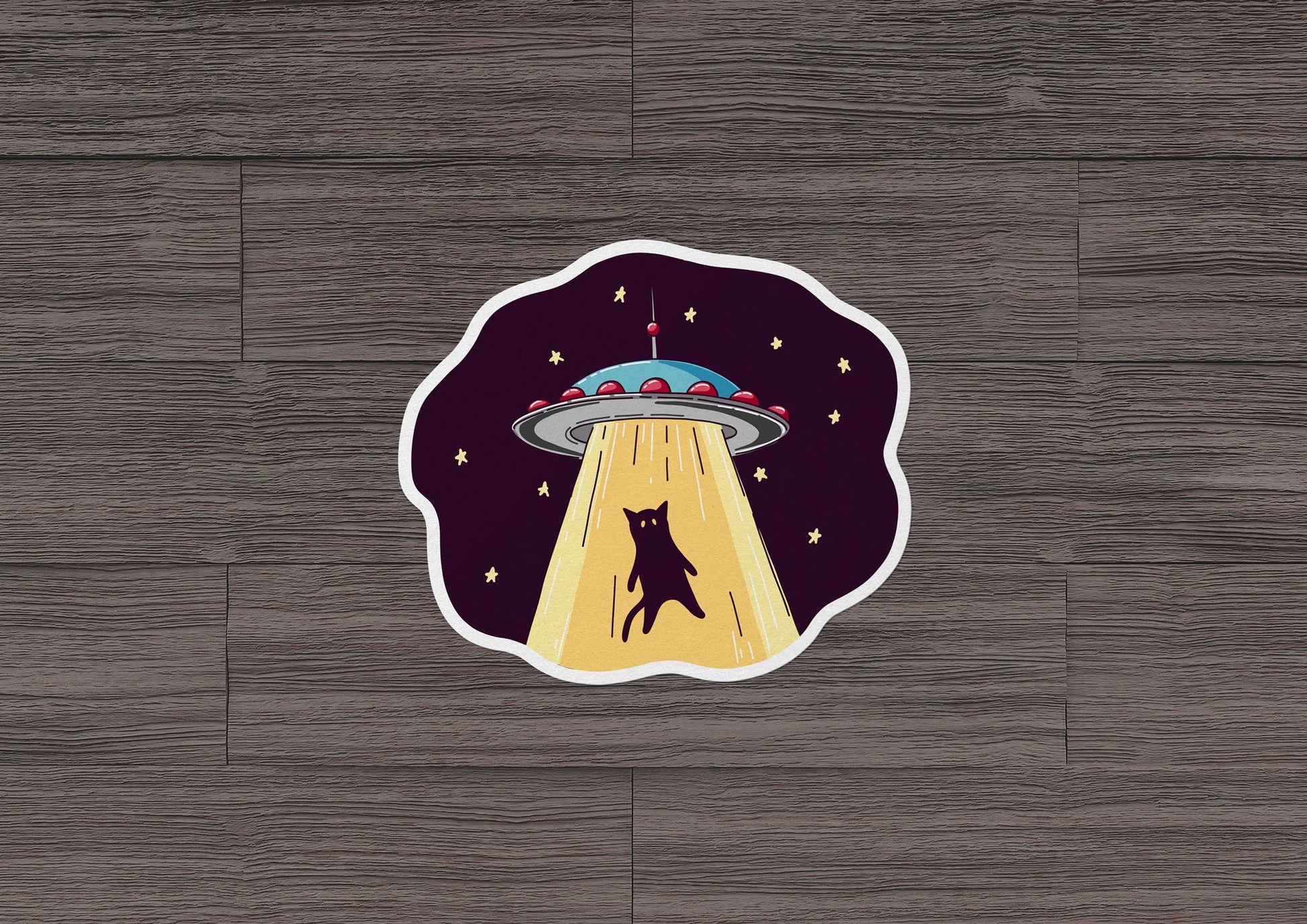 Alien Abduction Cat * STICKER OR MAGNET * Die-Cut | Vinyl | Decal | Waterproof | Weatherproof