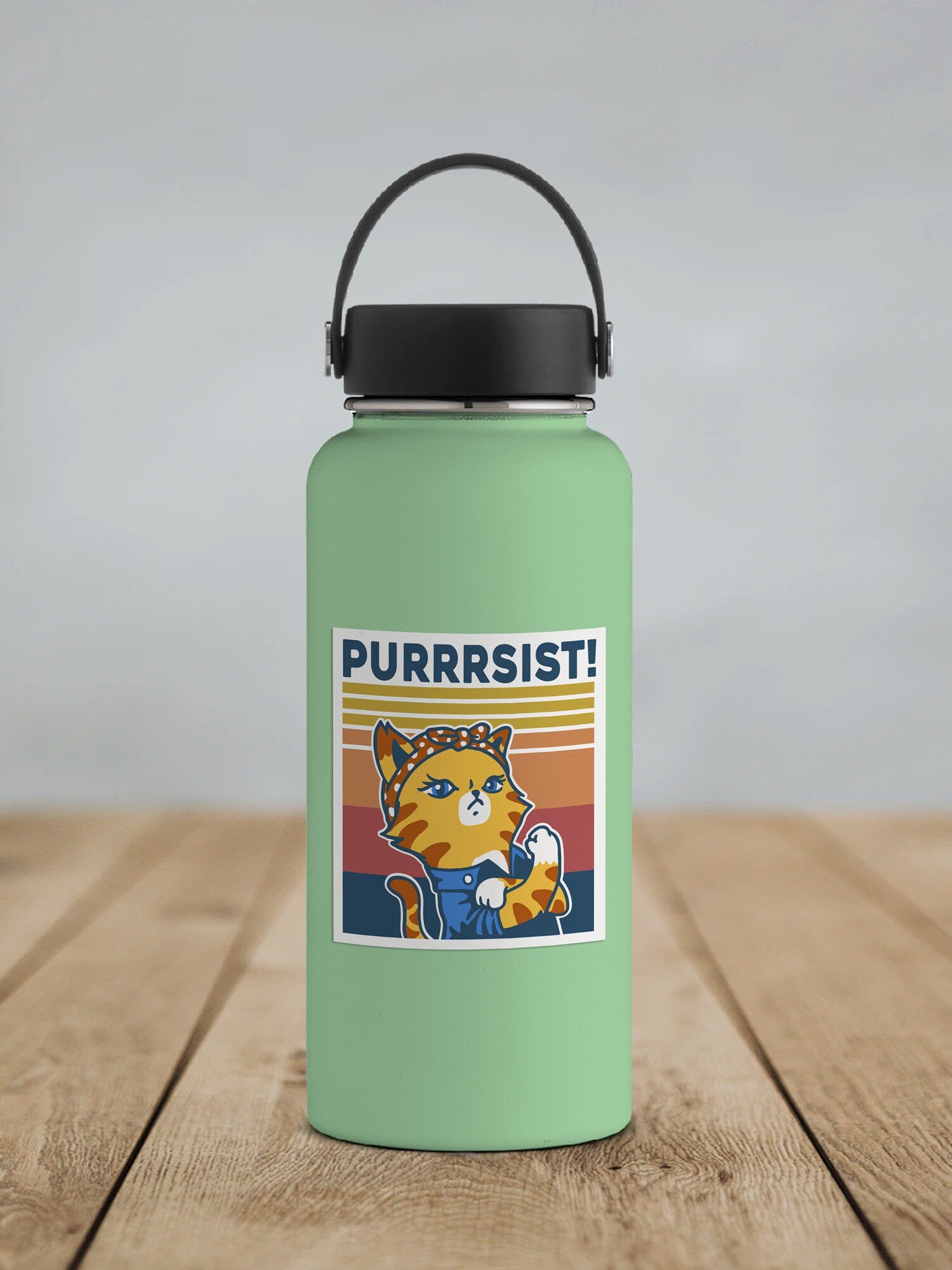 Purrrsist ~ Rosie the Riveter Cat * STICKER OR MAGNET * Die-Cut | Vinyl | Decal | Waterproof | Weatherproof