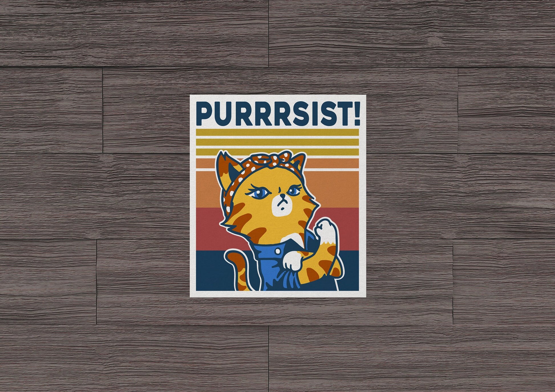 Purrrsist ~ Rosie the Riveter Cat * STICKER OR MAGNET * Die-Cut | Vinyl | Decal | Waterproof | Weatherproof