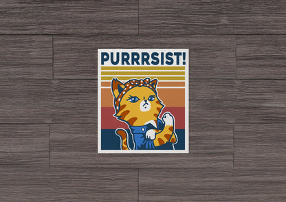 Purrrsist ~ Rosie the Riveter Cat * STICKER OR MAGNET * Die-Cut | Vinyl | Decal | Waterproof | Weatherproof