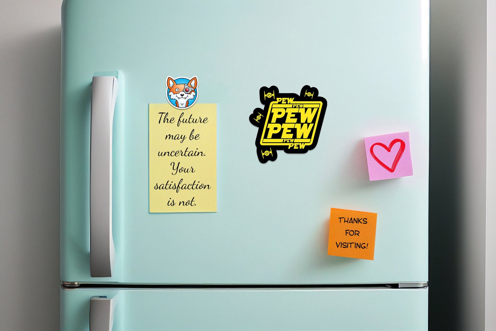 Pew Pew * STICKER OR MAGNET * Die-Cut | Vinyl | Decal | Waterproof | Weatherproof