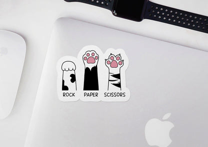 Rock Paper Scissors Cat Paw * STICKER OR MAGNET * Die-Cut | Vinyl | Decal | Waterproof | Weatherproof