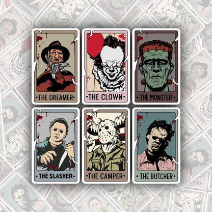 Horror Killers Tarot Cards Set of 6 * STICKER OR MAGNET * Die-Cut | Vinyl | Decal | Waterproof | Weatherproof