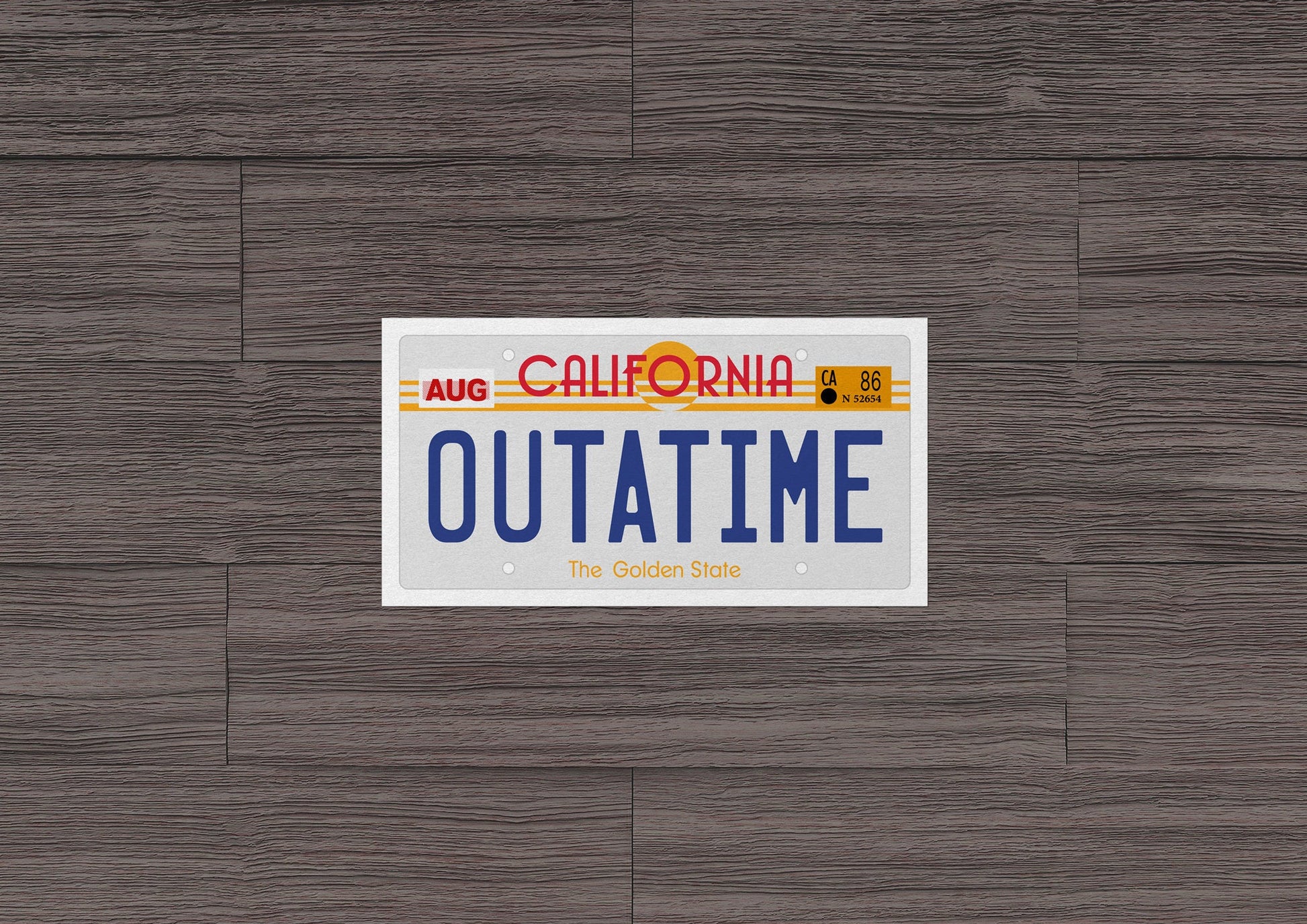 Outatime License Plate * STICKER OR MAGNET * Die-Cut | Vinyl | Decal | Waterproof | Weatherproof