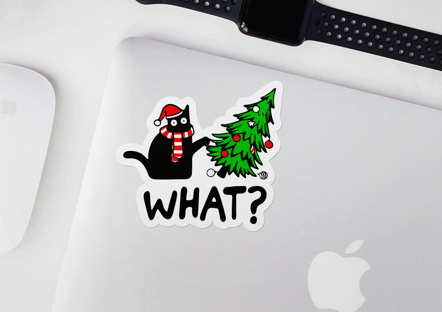 What? Cat Christmas * STICKER OR MAGNET * Die-Cut | Vinyl | Decal | Waterproof | Weatherproof