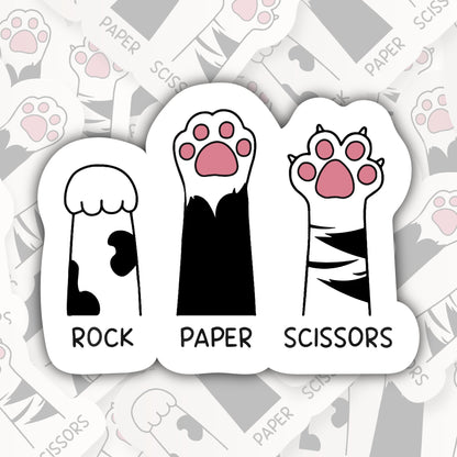 Rock Paper Scissors Cat Paw * STICKER OR MAGNET * Die-Cut | Vinyl | Decal | Waterproof | Weatherproof