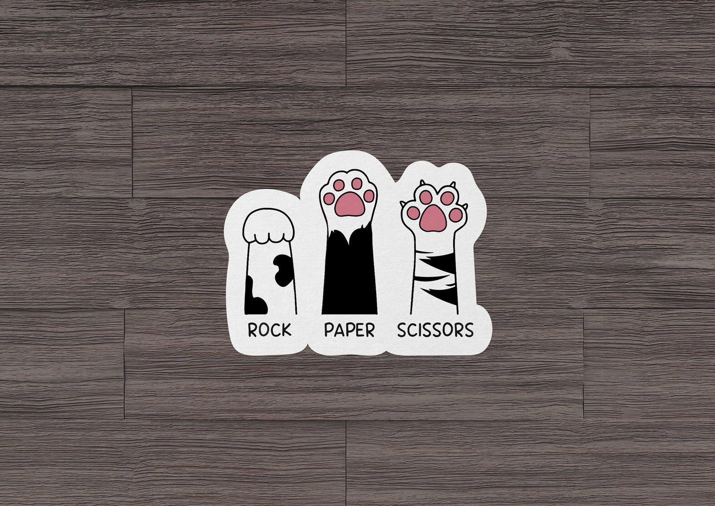 Rock Paper Scissors Cat Paw * STICKER OR MAGNET * Die-Cut | Vinyl | Decal | Waterproof | Weatherproof