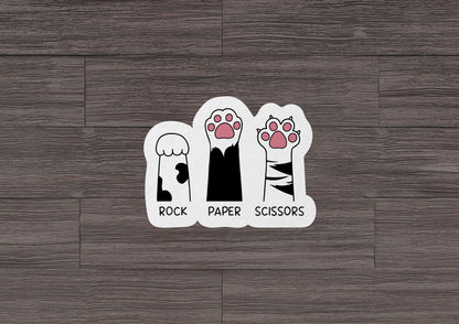 Rock Paper Scissors Cat Paw * STICKER OR MAGNET * Die-Cut | Vinyl | Decal | Waterproof | Weatherproof