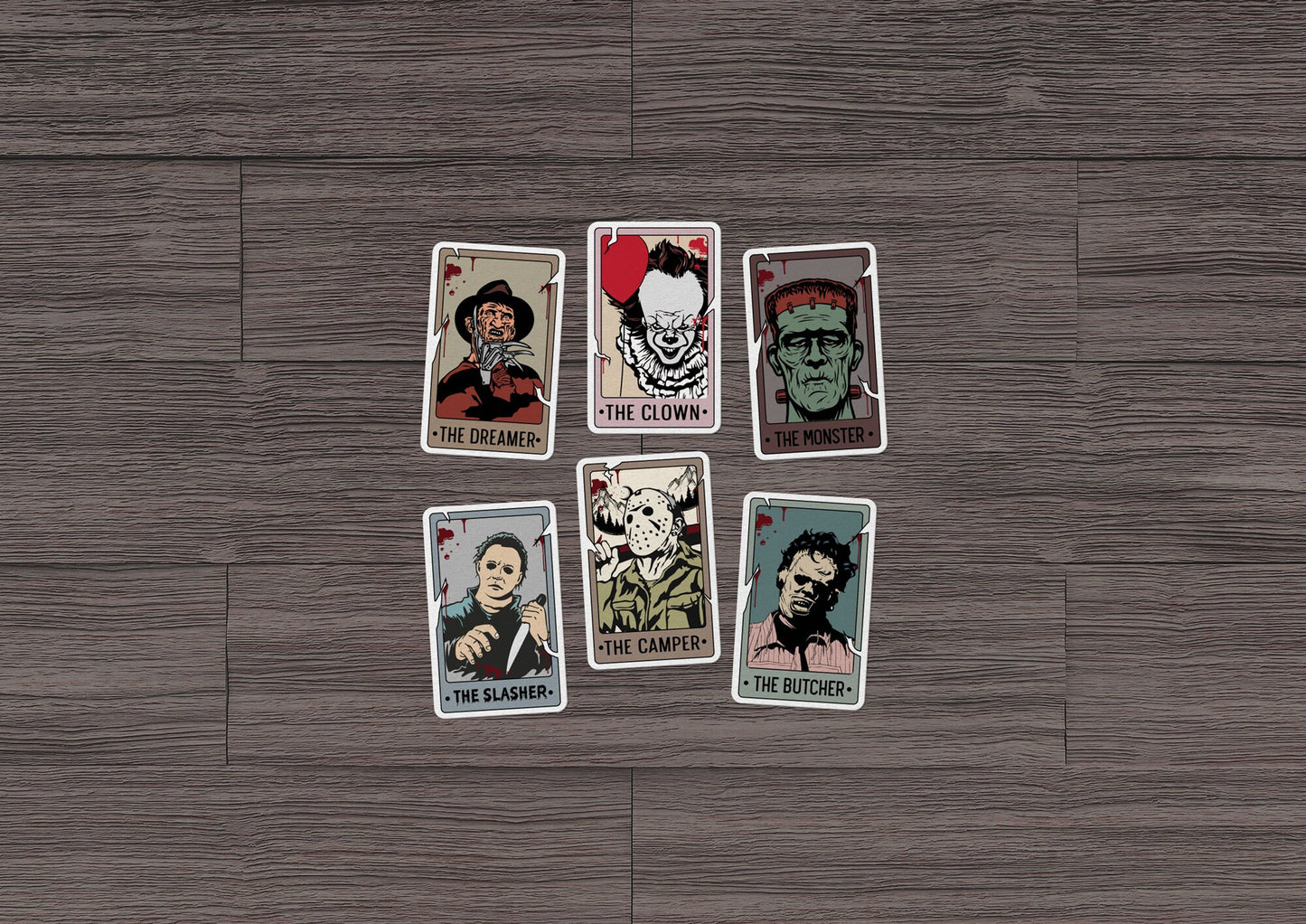 Horror Killers Tarot Cards Set of 6 * STICKER OR MAGNET * Die-Cut | Vinyl | Decal | Waterproof | Weatherproof