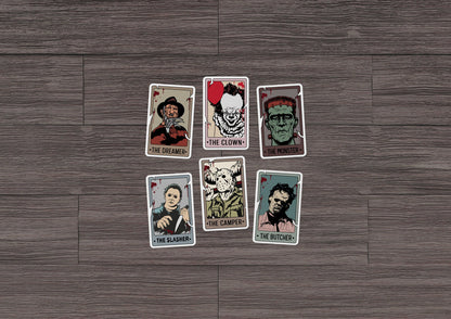 Horror Killers Tarot Cards Set of 6 * STICKER OR MAGNET * Die-Cut | Vinyl | Decal | Waterproof | Weatherproof