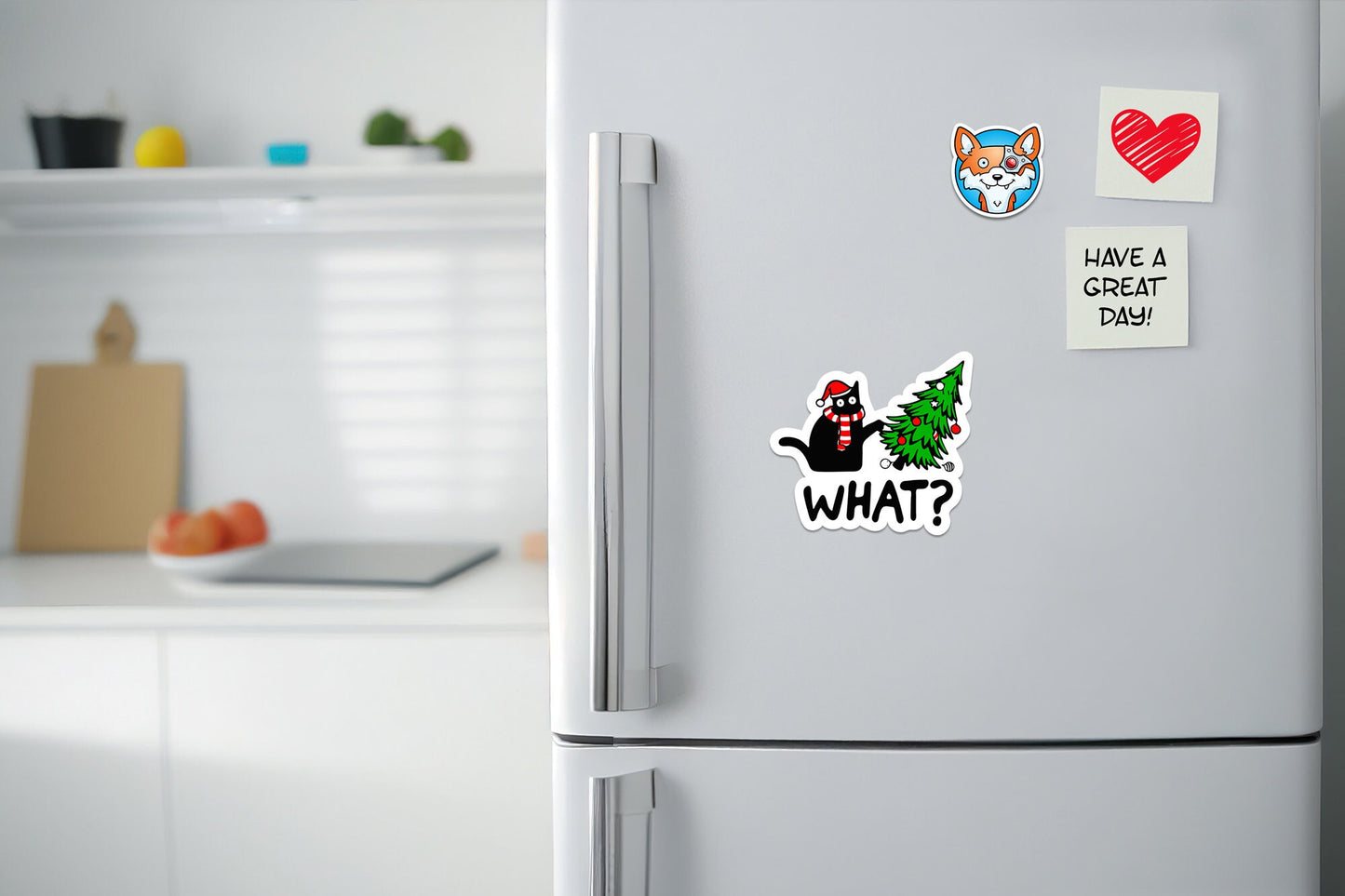 What? Cat Christmas * STICKER OR MAGNET * Die-Cut | Vinyl | Decal | Waterproof | Weatherproof