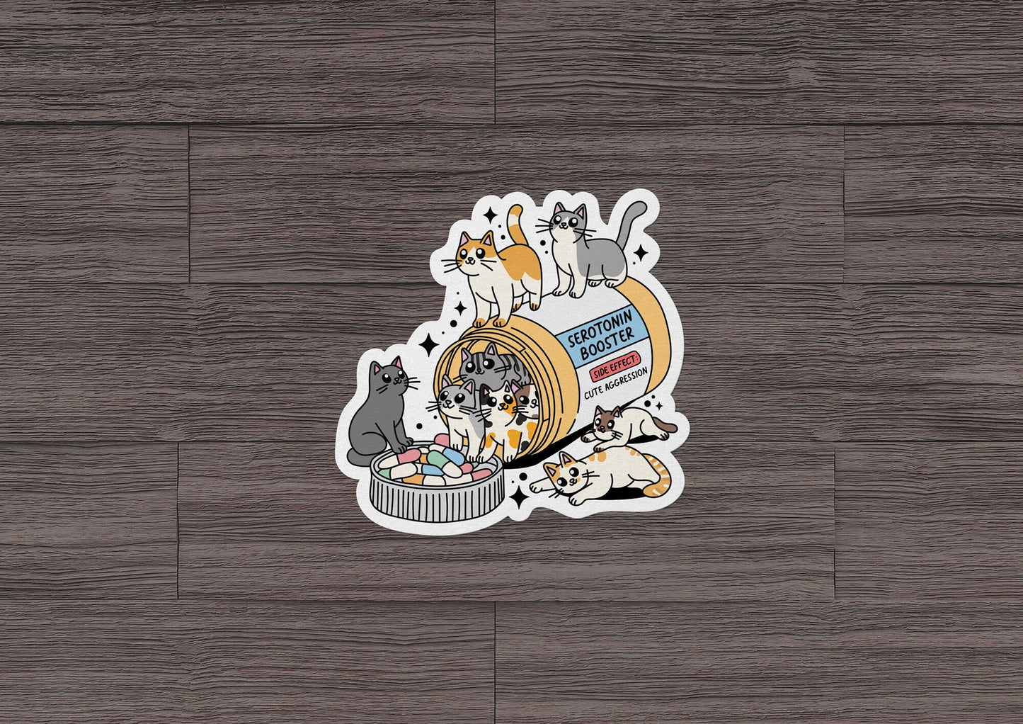 Serotonin Booster Cats * STICKER OR MAGNET * Die-Cut | Vinyl | Decal | Waterproof | Weatherproof