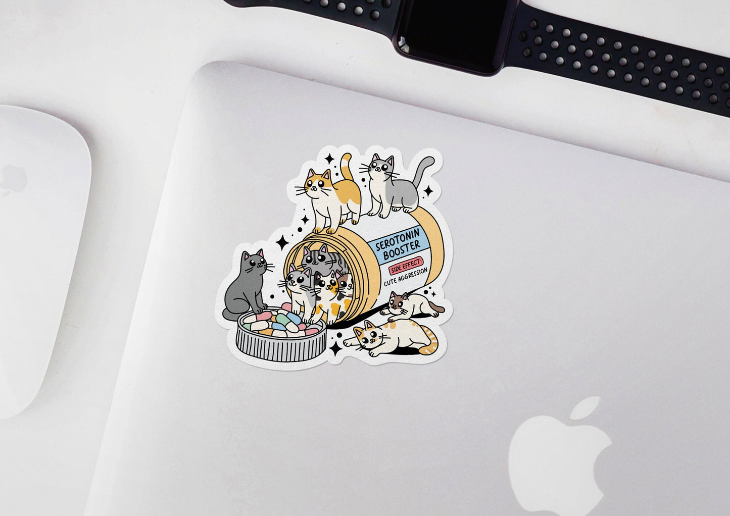 Serotonin Booster Cats * STICKER OR MAGNET * Die-Cut | Vinyl | Decal | Waterproof | Weatherproof