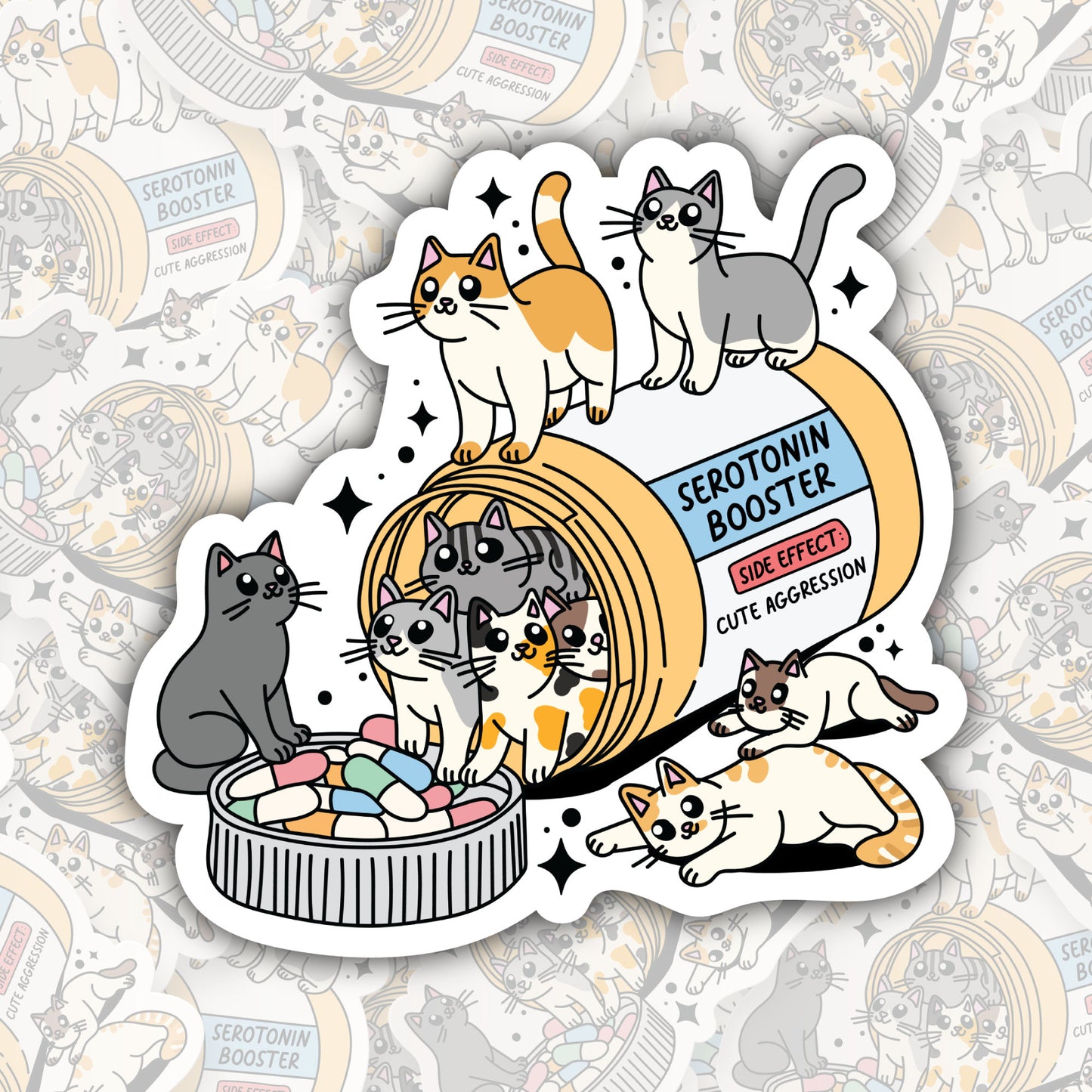 Serotonin Booster Cats * STICKER OR MAGNET * Die-Cut | Vinyl | Decal | Waterproof | Weatherproof