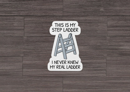 This Is My Step Ladder ~ I Never Knew My Real Ladder * STICKER OR MAGNET * Die-Cut | Vinyl | Decal | Waterproof | Weatherproof