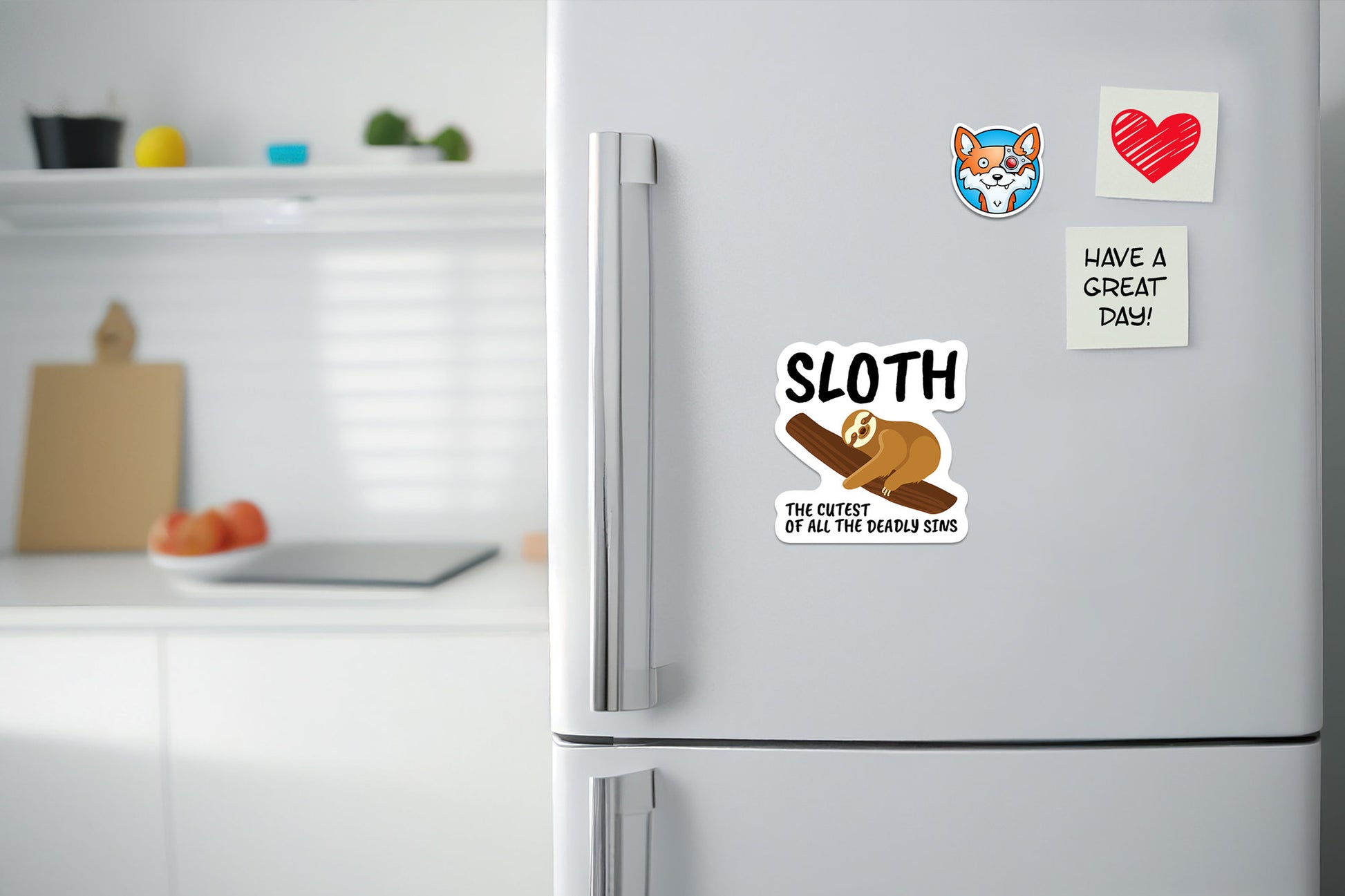 Sloth ~ The Cutest Of All The Deadly Sins * STICKER OR MAGNET * Die-Cut | Vinyl | Decal | Waterproof | Weatherproof