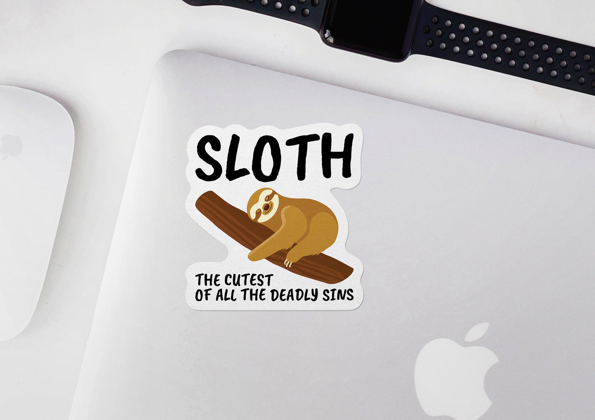 Sloth ~ The Cutest Of All The Deadly Sins * STICKER OR MAGNET * Die-Cut | Vinyl | Decal | Waterproof | Weatherproof